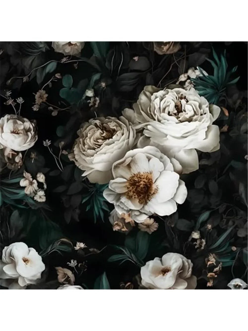 Black Floral Peel And Stick Wallpaper Vintage Rose Mushroom Contact Paper Decor